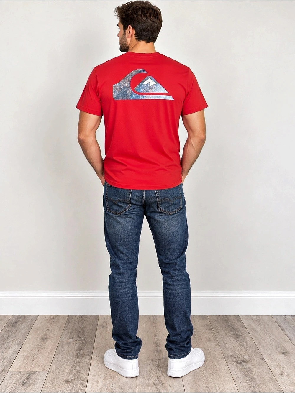 QUIKSILVER Men's Mountain Wave Graphic T-Shirt Surf Skate Red Large
